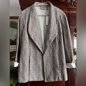 Chico's light brown and White Patterned blazer 2 (L/12)